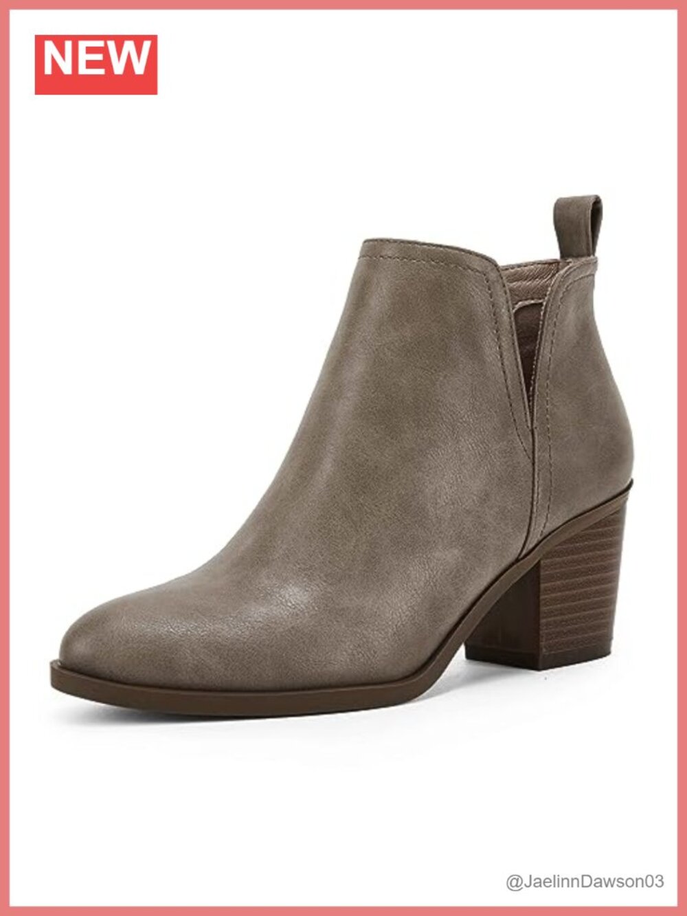 Womens Cutout Ankle Boots Chunky Stacked Heel Almond Toe Slip On Western Booties